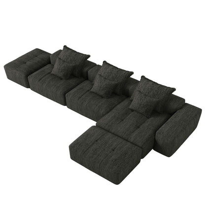 HouseOfZazla modern oversized DIY modular sectional sofa with pillows in charcoal fabric on Tampa Home & Garden Store
