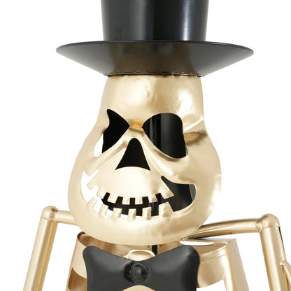 Black metal skeleton musician statue with top hat by HouseOfZazla on Tampa Home & Garden Store