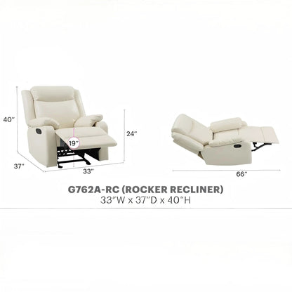 Ward Rocker Recliner cream leather by Unique Piece Furniture reclined, 2 chairs on Tampa Home & Garden Store