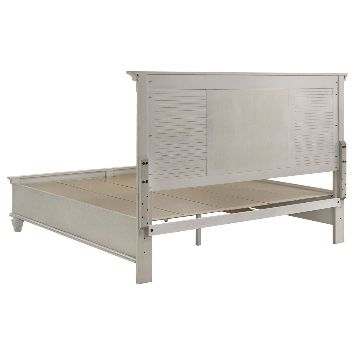 Capistrano 2-drawer storage bed in whitewashed finish with slatted panels on Tampa Home & Garden Store
