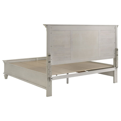 Capistrano 2-drawer storage bed in whitewashed finish with slatted panels on Tampa Home & Garden Store