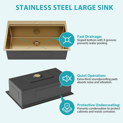 Drop In Kitchen Sink Stainless Steel Workstation