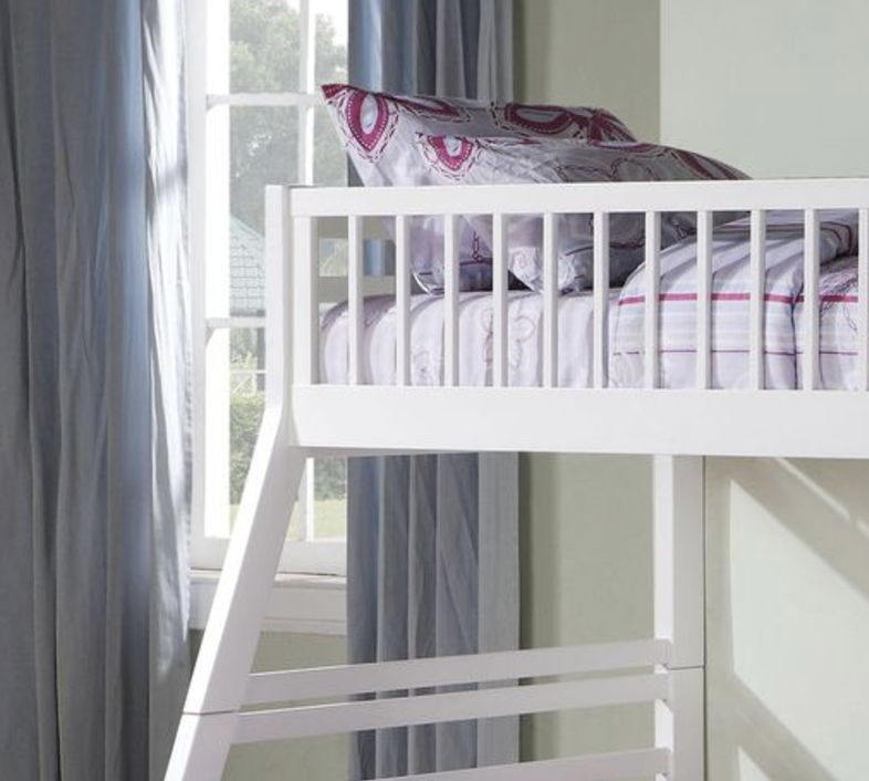 Jason Bunk Bed With Storage white wooden bunk bed with built-in ladder on Tampa Home & Garden Store