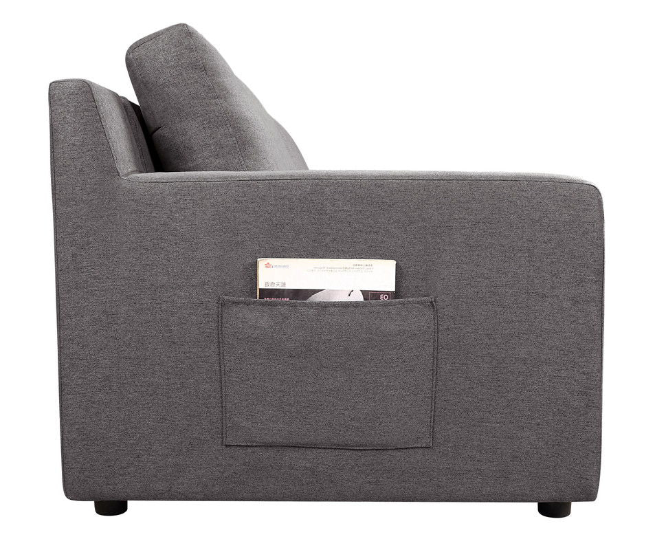 Waylon - Sectional Sofa gray fabric with side pocket, HouseOfZazla stationary sectional on Tampa Home & Garden Store