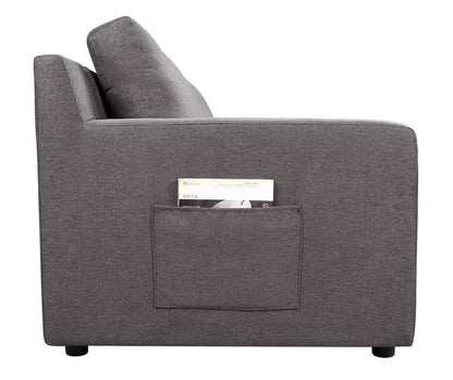 Waylon - Sectional Sofa gray fabric with side pocket, HouseOfZazla stationary sectional on Tampa Home & Garden Store