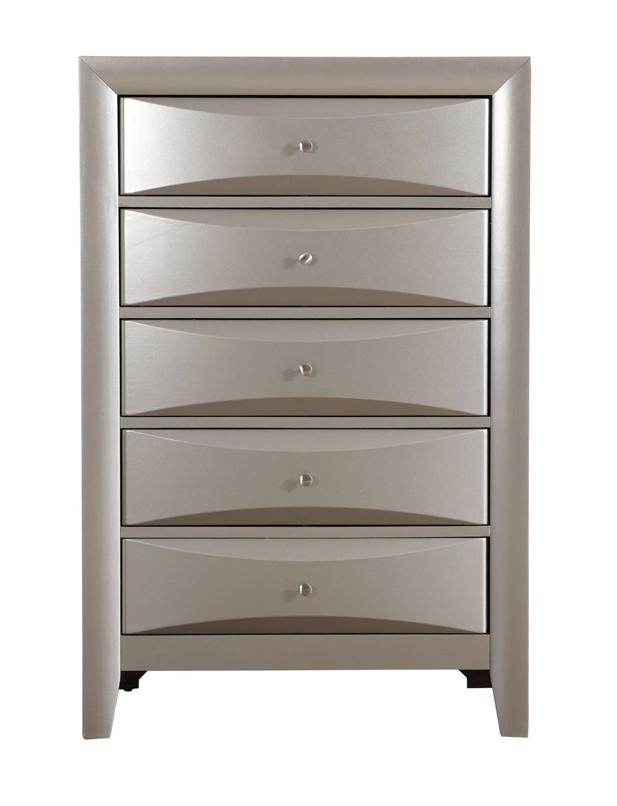 Multi-drawer accent chest with molded resin curved fronts in metallic silver finish on Tampa Home & Garden Store