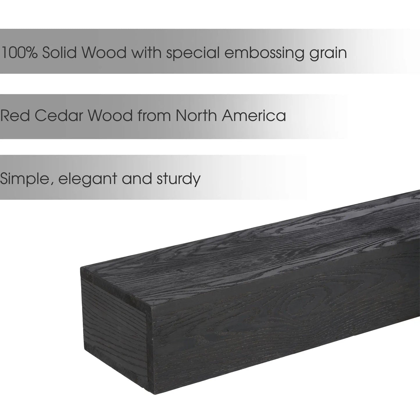 48in Embossed Black Fireplace Mantel floating shelf dark wood grain Unique Piece Furniture on Tampa Home & Garden Store