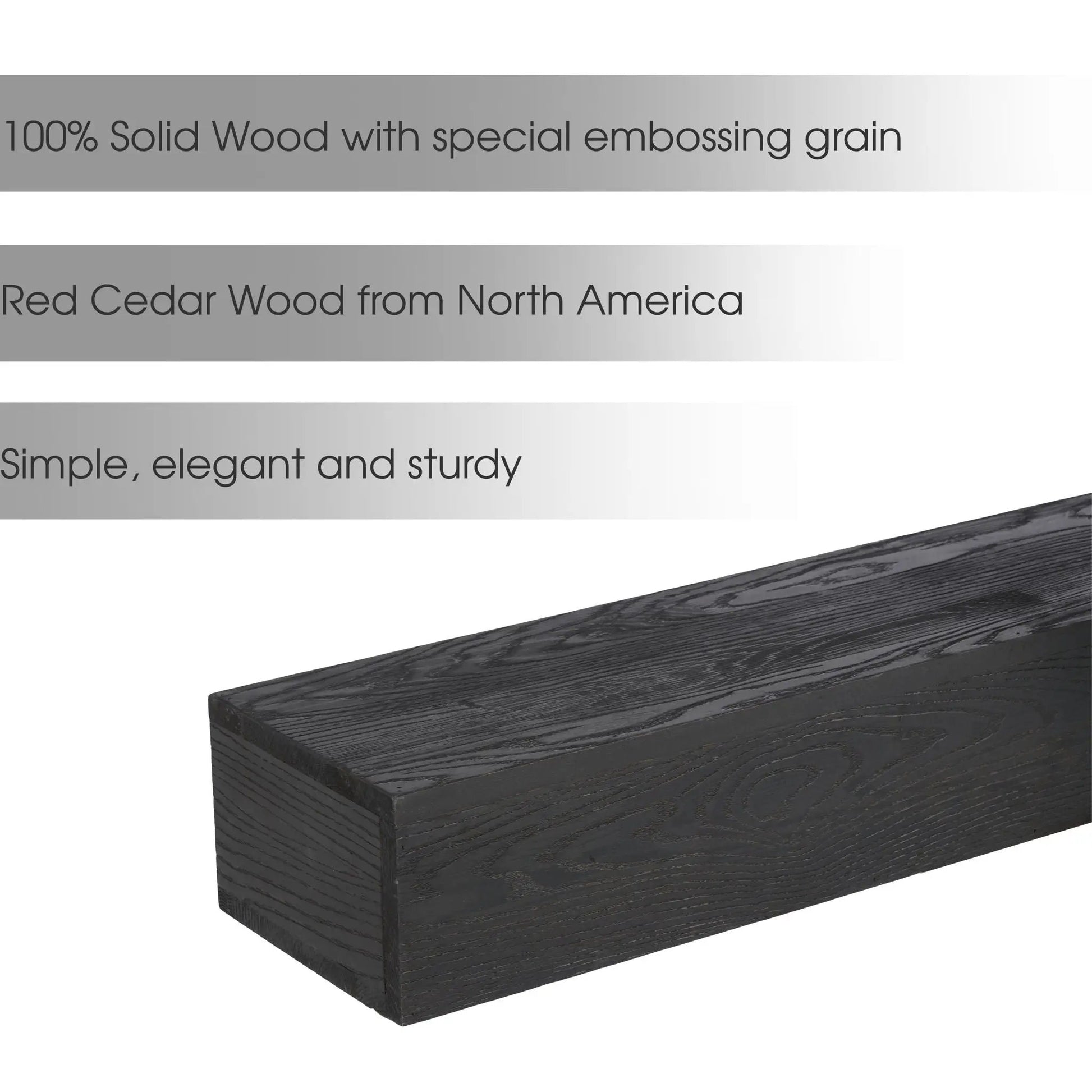 48in Embossed Black Fireplace Mantel floating shelf dark wood grain Unique Piece Furniture on Tampa Home & Garden Store