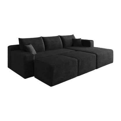 Plush Corduroy Cloud Sectional Sofa and Ottomans