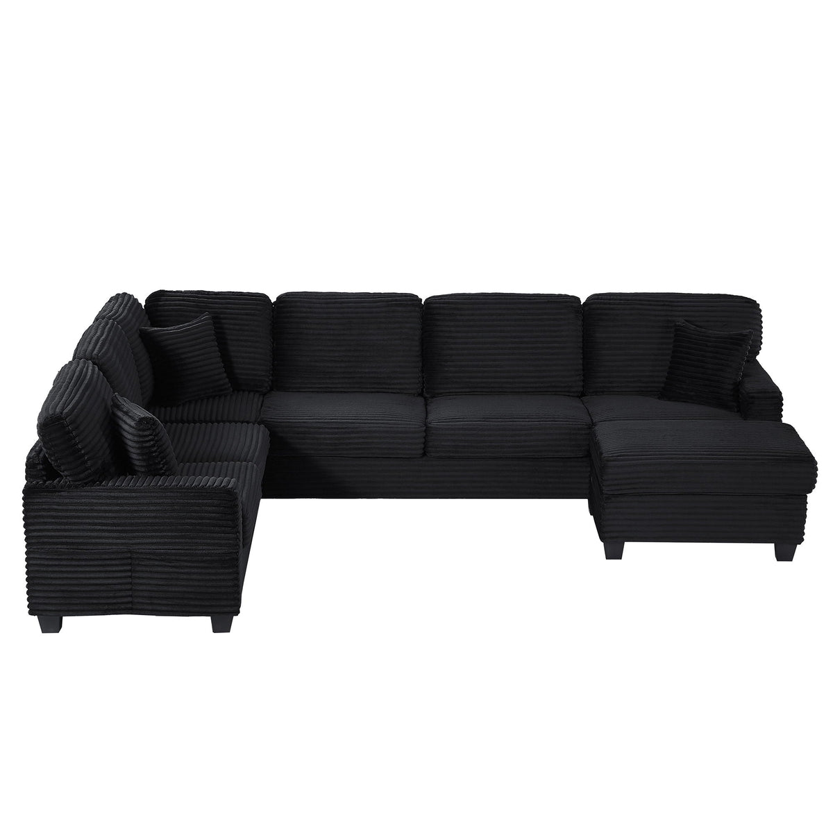Upholstered U-shaped sectional sofa with movable ottoman and storage pockets 2pc on Tampa Home & Garden Store