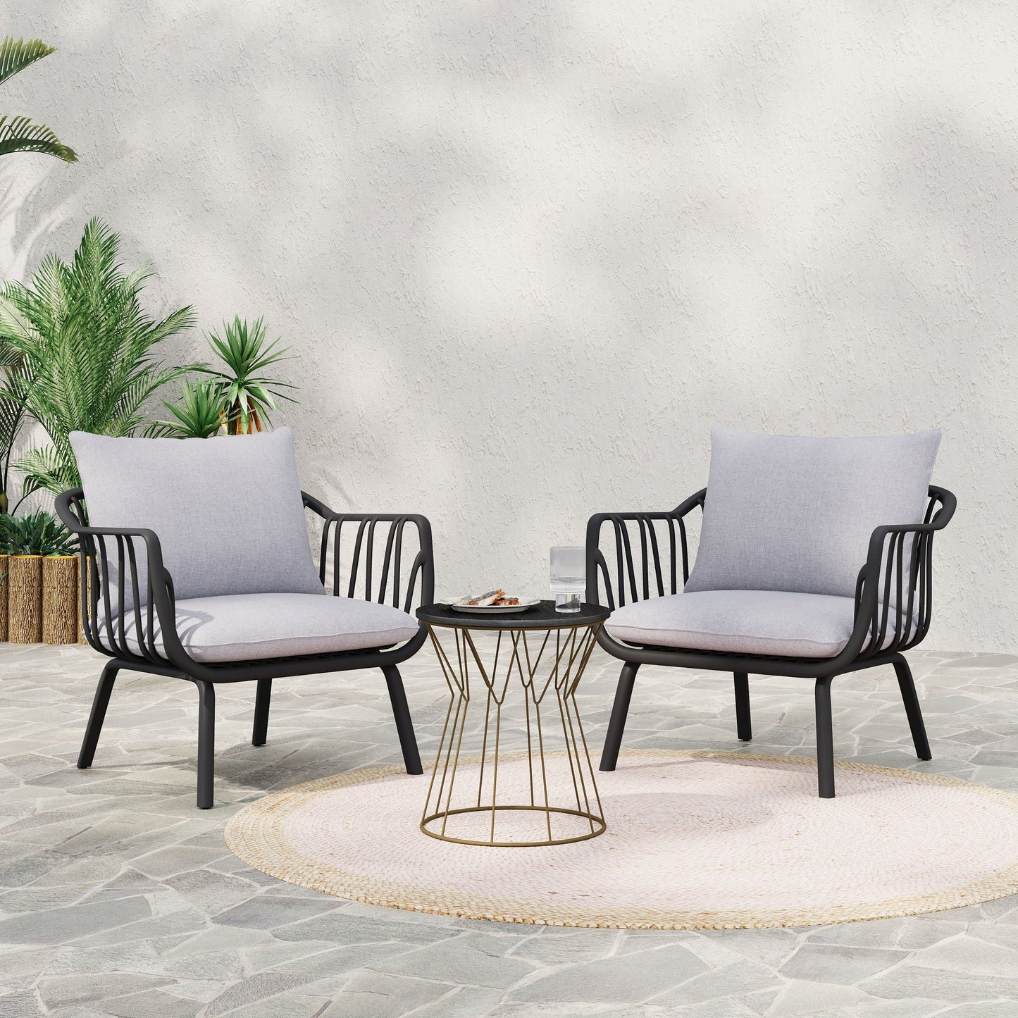 Huron Outdoor Resin Club Chair Set of Two