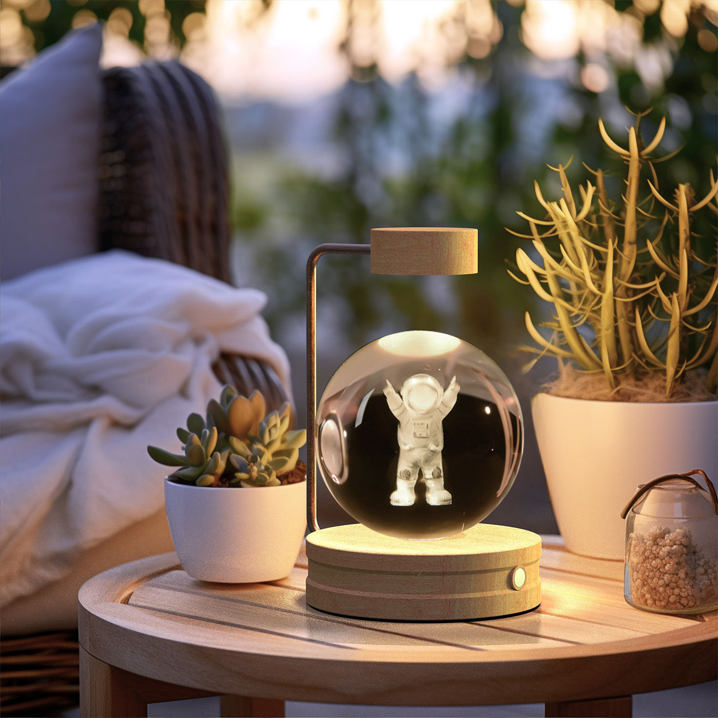 Crystal Ball Cosmic Dinosaur night light with USB power, warm bedside lamp on Tampa Home & Garden Store