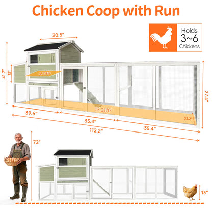 Large Wooden Hen House With Nesting Box And Run