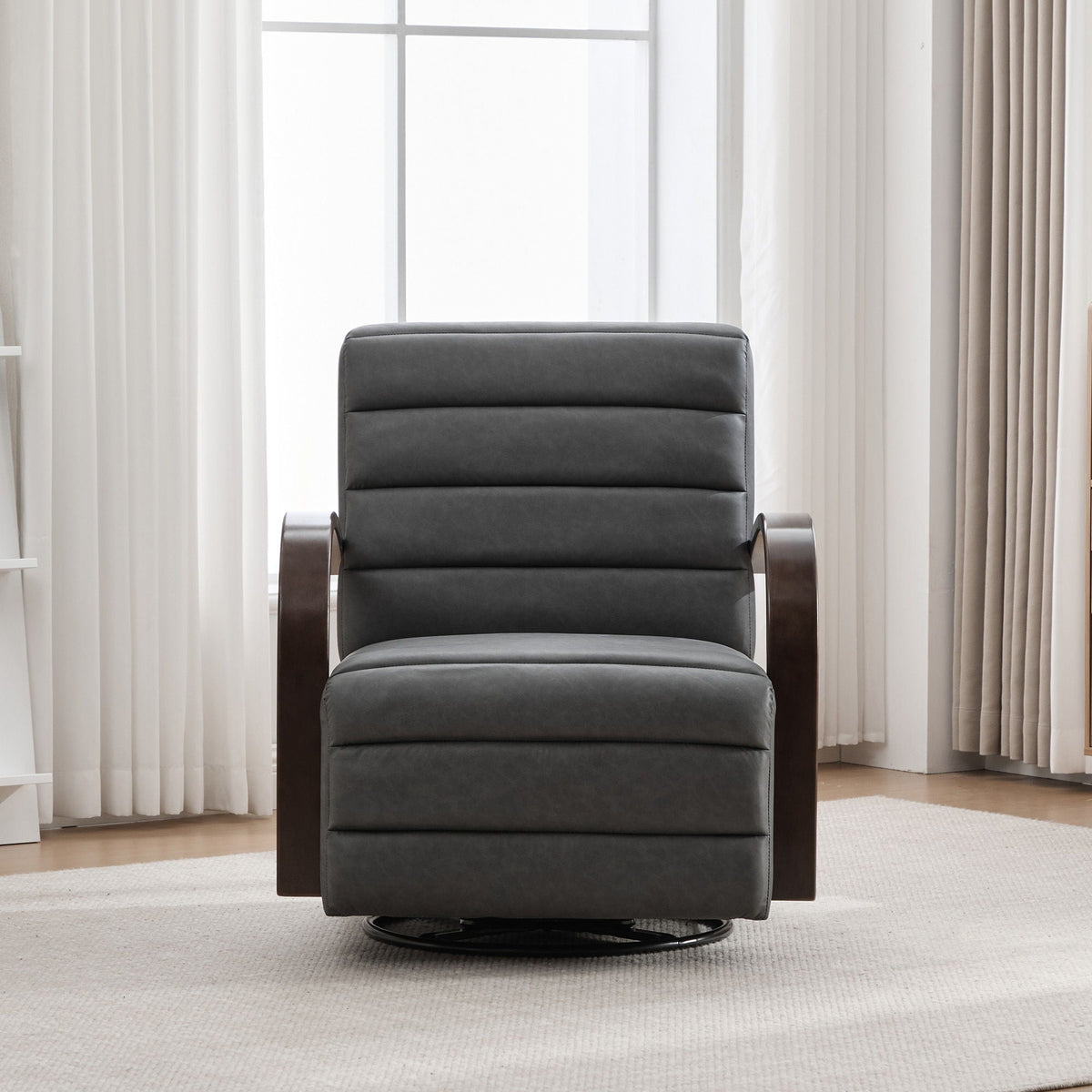 360° swivel accent chair with armrests in dark gray upholstery by HouseOfZazla on Tampa Home & Garden Store