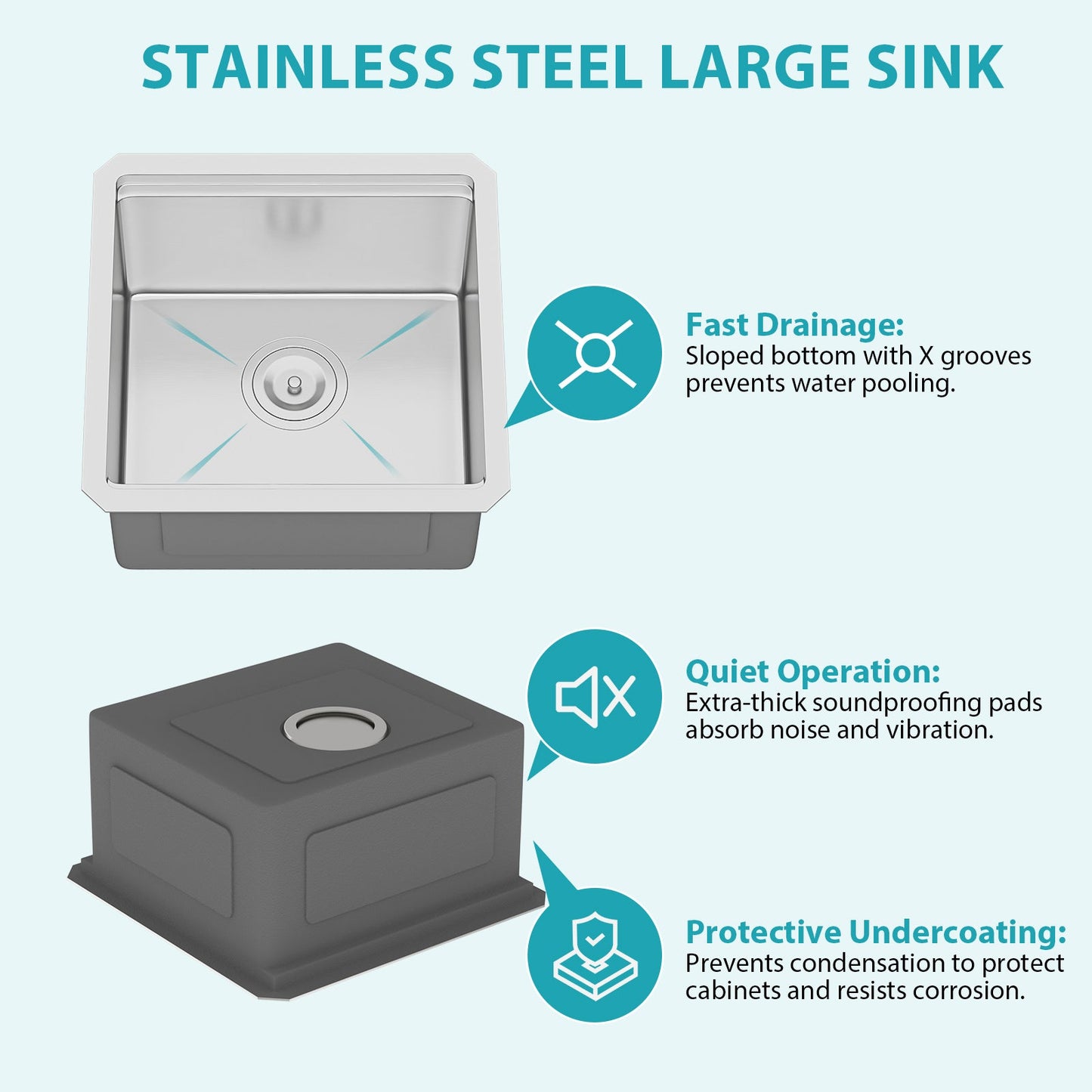 17 Inch Undermount Kitchen Sink and Single Bowl