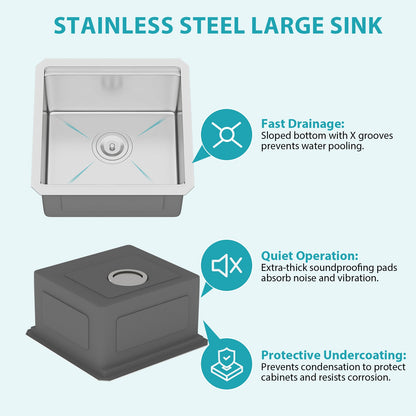 17 Inch Undermount Kitchen Sink and Single Bowl