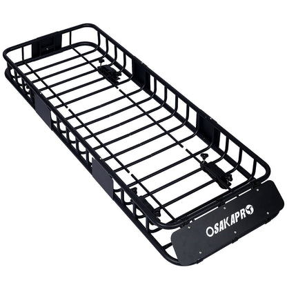 Rooftop cargo basket, black steel rails, universal fit roof rack OsakaPro on Tampa Home & Garden Store