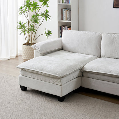 Living Room Sofa Luxury Couch with Ottoman in Soft Chenille Beige by HouseOfZazla sofa on Tampa Home & Garden Store
