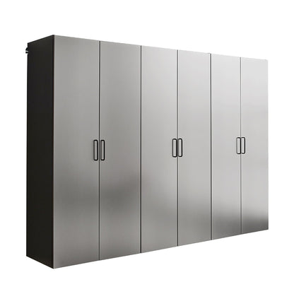 Metallic gray garage cabinets with vertical doors by HouseOfZazla, 94.5in wide on Tampa Home & Garden Store