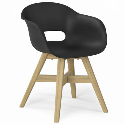Kona outdoor dining chair in plastic black shell with natural wood legs, set of 2 on Tampa Home & Garden Store