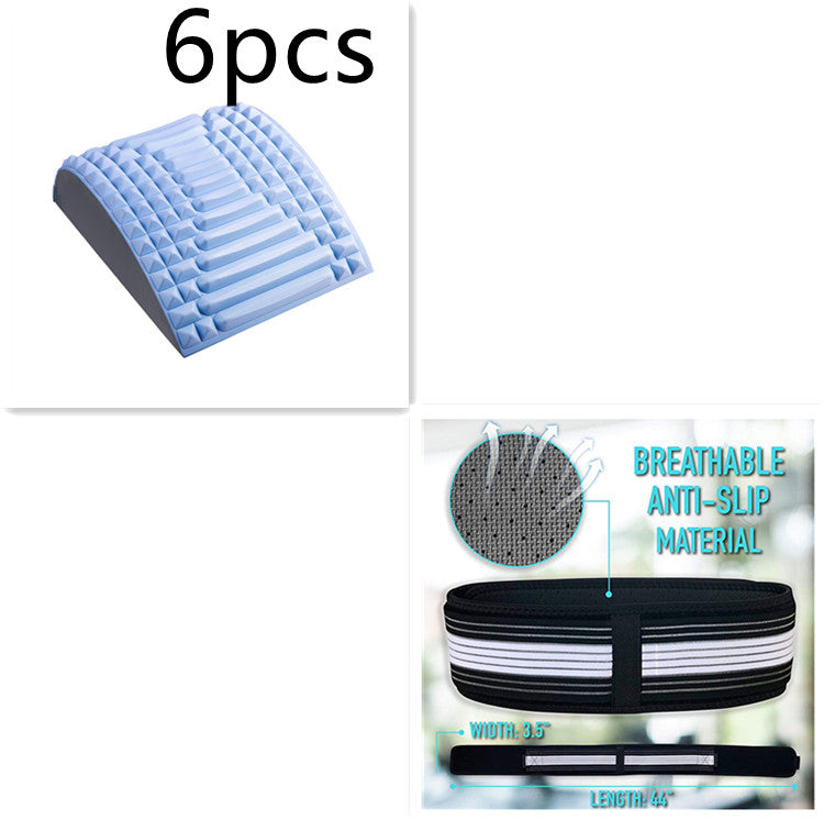 Perfecsy back stretcher neck lumbar massager, 6pcs blue ribbed foam with anti-slip belt on Tampa Home & Garden Store