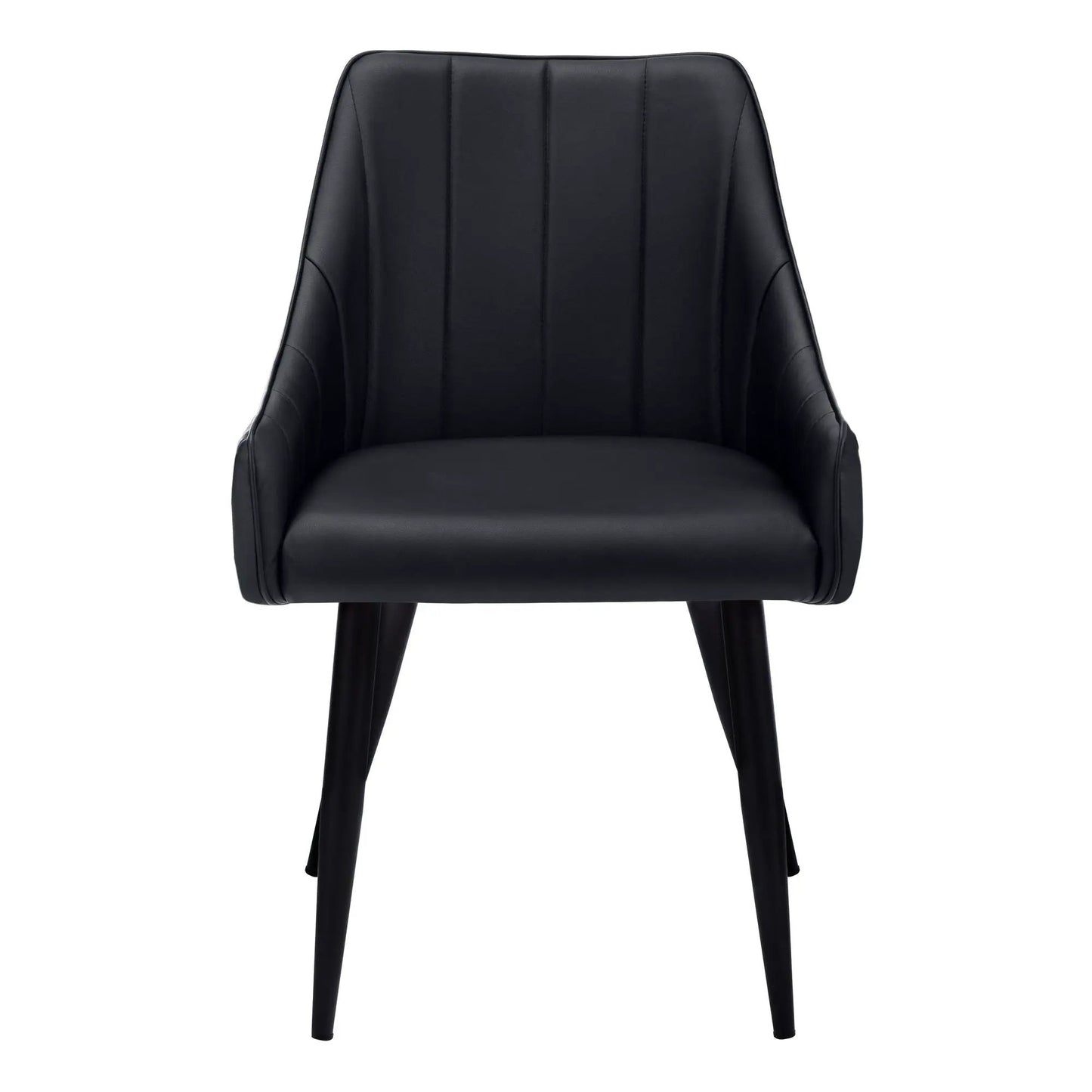 Upholstered side dining chair, black faux leather with vertical back seam for dining room on Tampa Home & Garden Store
