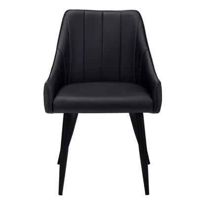 Upholstered side dining chair, black faux leather with vertical back seam for dining room on Tampa Home & Garden Store