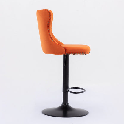 Swivel bar stools orange upholstered with back, nailhead trim, adjustable height, set of 2 on Tampa Home & Garden Store