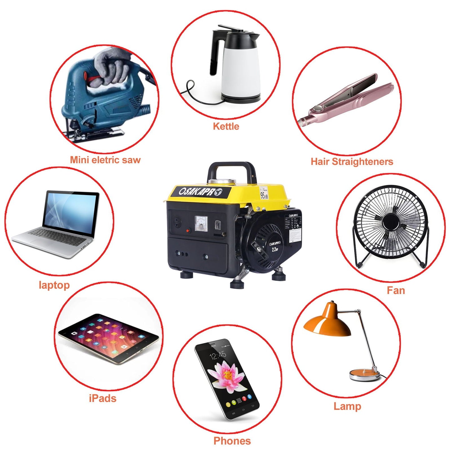 Portable Gas Generator for Quiet Home Use Yellow