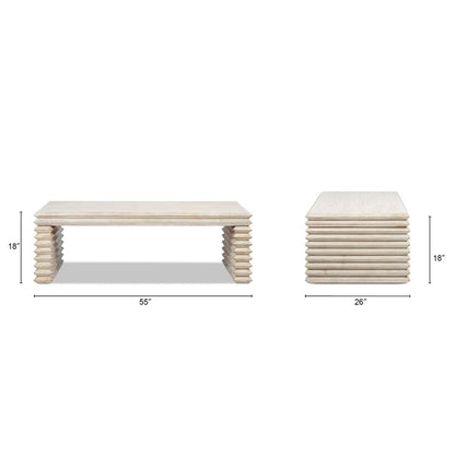 Geometric waterfall console table solid wood in whitewashed light brown by HouseOfZazla on Tampa Home & Garden Store