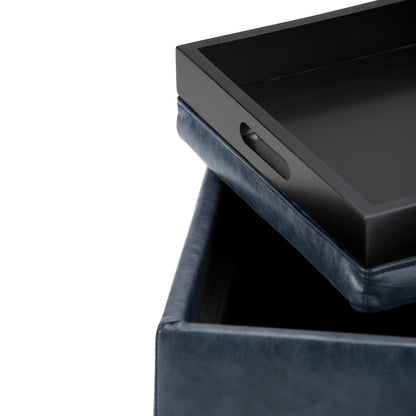 Rockwood Upholstered Cube Ottoman with Tray