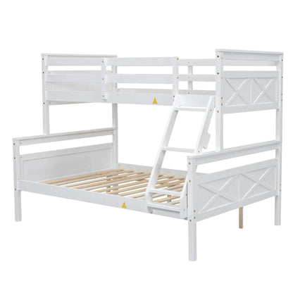 Bunk bed with ladder and safety guardrail, white finish, wooden slats on Tampa Home & Garden Store