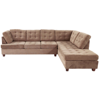 Truffle waffle suede sectional sofa with tufted cushions, reversible chaise by HouseOfZazla on Tampa Home & Garden Store