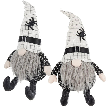 Pair of sitting gnome figurines with plaid hats and black spiders Unique Piece Furniture on Tampa Home & Garden Store