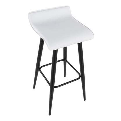 Contemporary fixed-height bar stool with pearl-white seat and black metal legs on Tampa Home & Garden Store