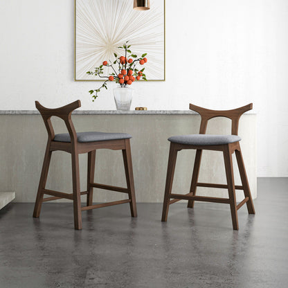 Upholstered square bar chair set with solid wood frames; dark gray fabric seats, set of 2 on Tampa Home & Garden Store