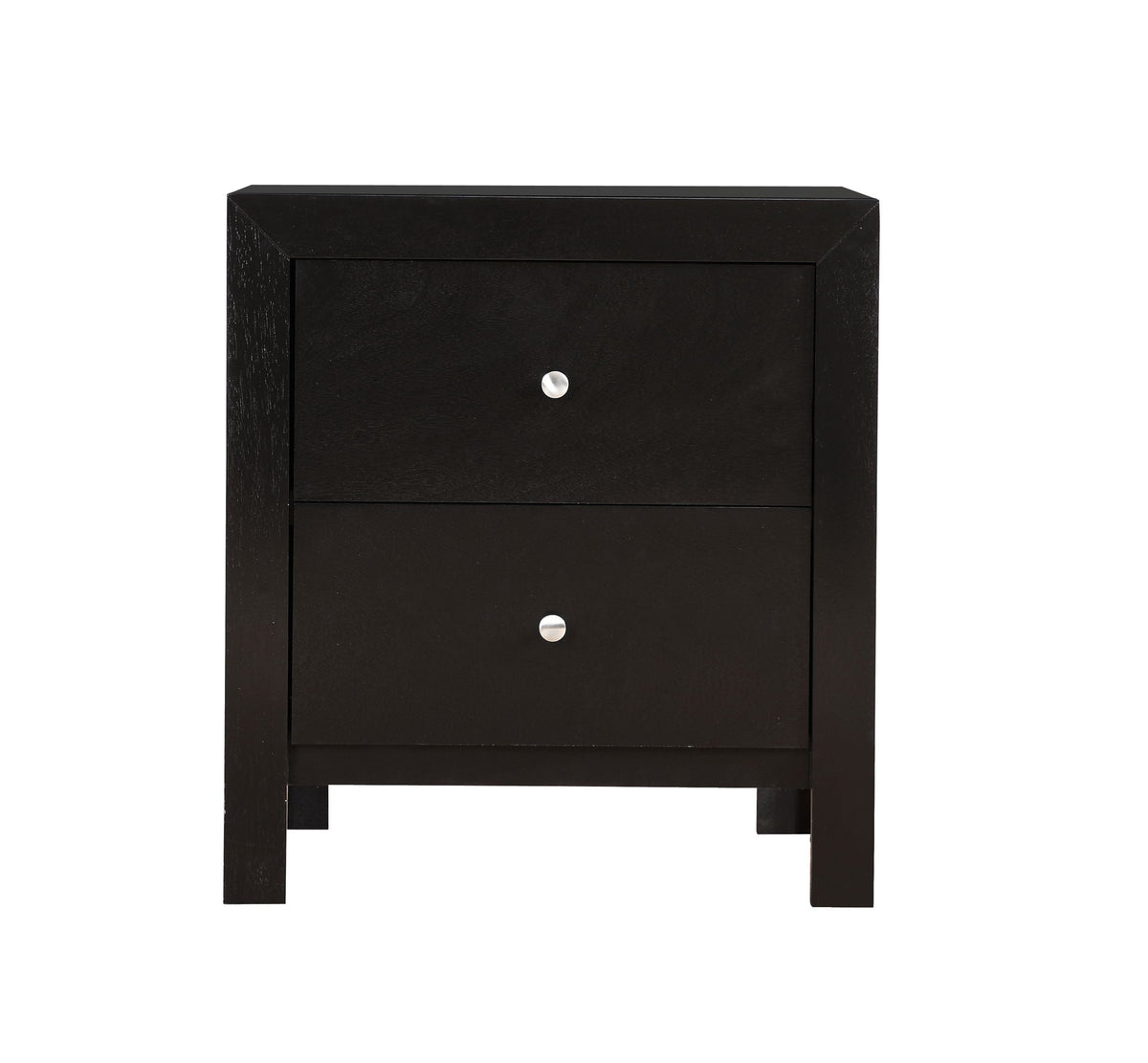 Charming Nightstand With Drawers black wood finish, silver knob HouseOfZazla nightstand on Tampa Home & Garden Store