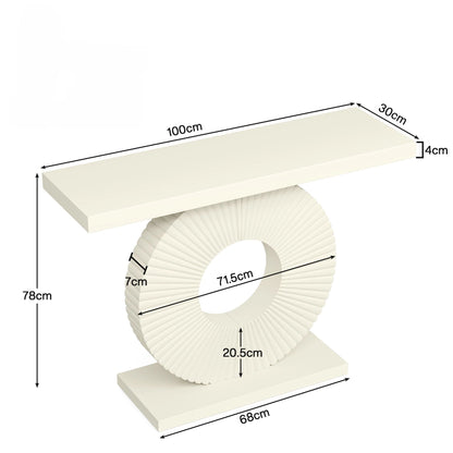 Modern console table with sculptural geometric base, cream finish, 100x30 cm top on Tampa Home & Garden Store
