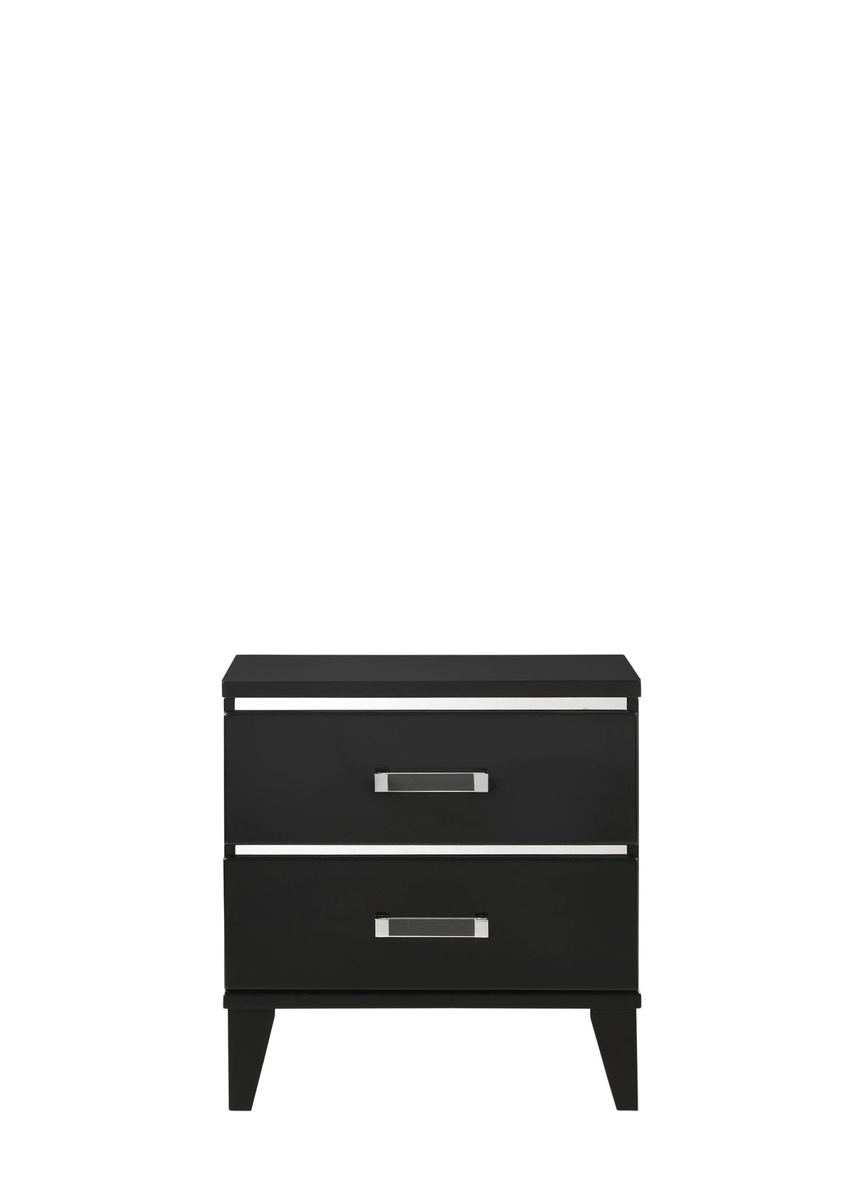 Chelsie Nightstand black finish 3-drawer accent table with silver bar pulls on Tampa Home & Garden Store