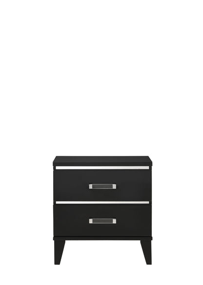 Chelsie Nightstand black finish 3-drawer accent table with silver bar pulls on Tampa Home & Garden Store