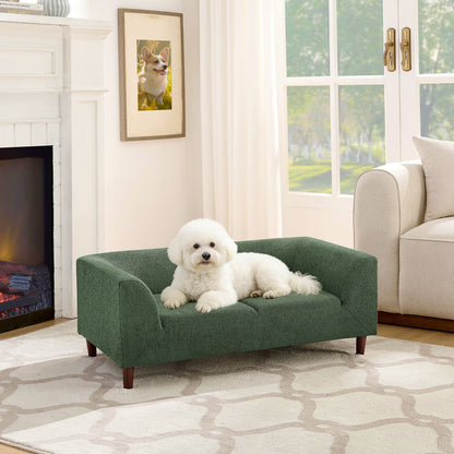Pet sofa with backrest and armrests in olive green upholstery featuring a modern design on Tampa Home & Garden Store