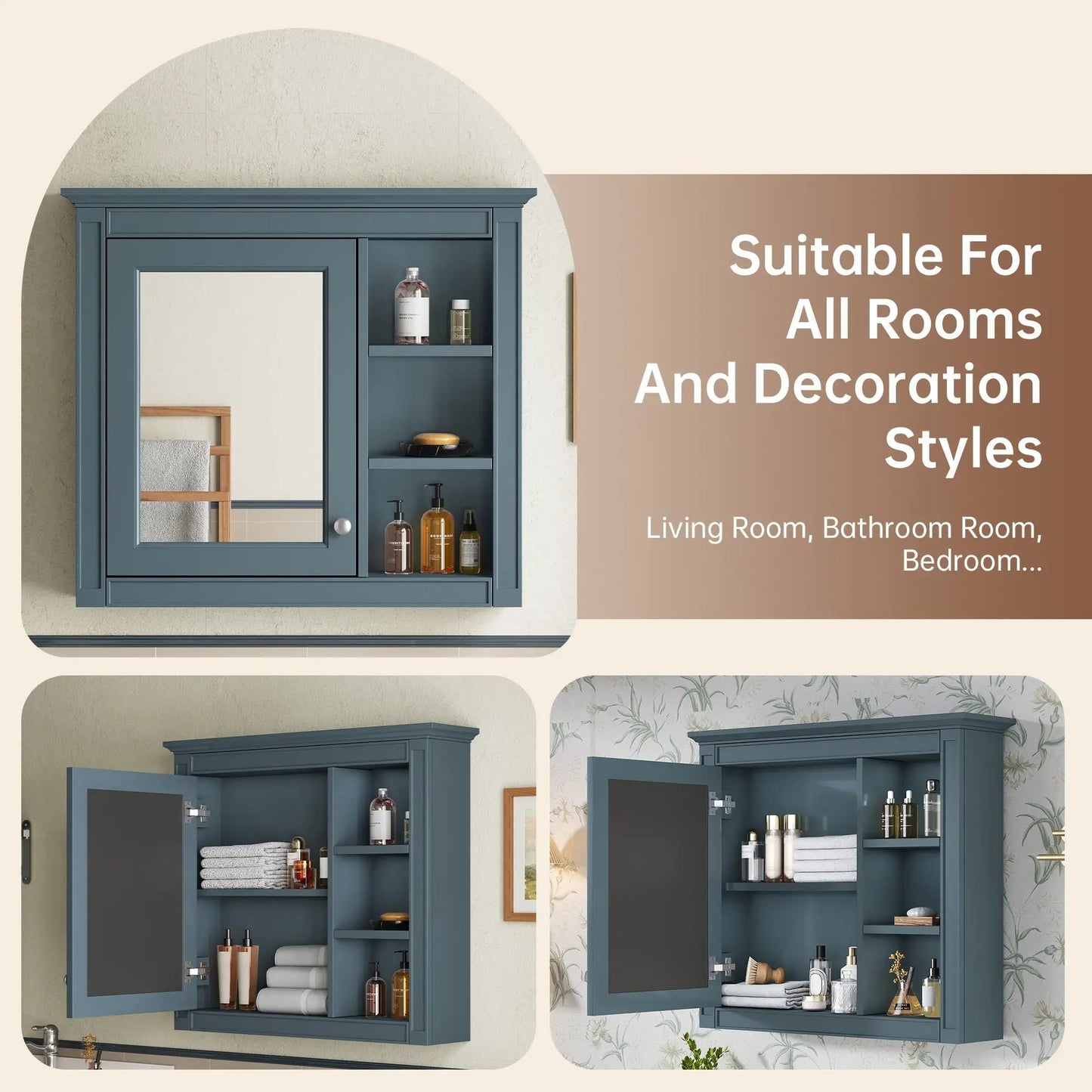 Modern Wall-Mounted Medicine Cabinet with Mirror