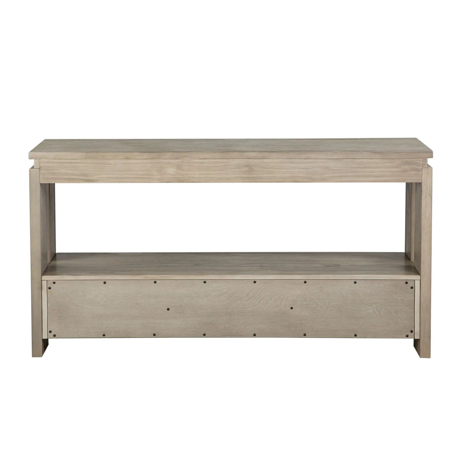 Conrad Rectangular Sofa Table Stone Harbor Gray, weathered wood finish on Tampa Home & Garden Store