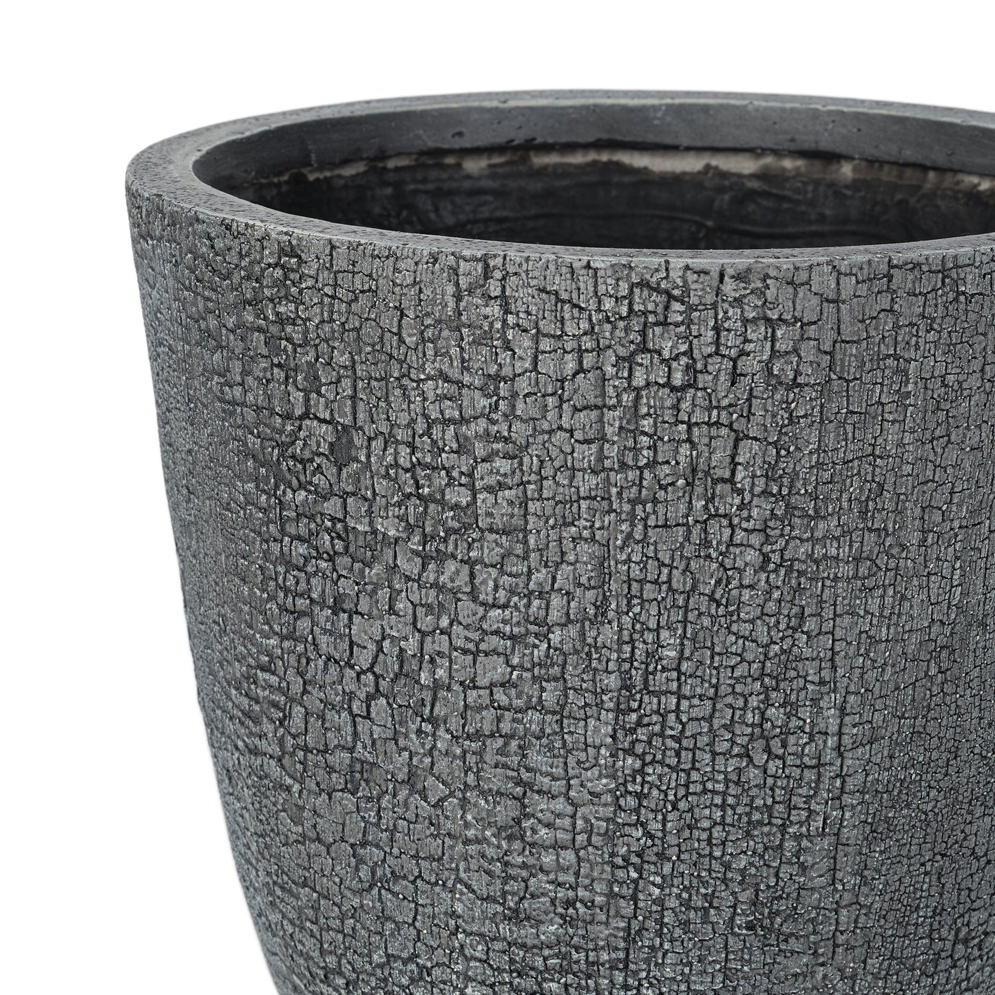 U_STYLE lightweight MGO planter set of 3 in charcoal gray with bark-textured surface on Tampa Home & Garden Store