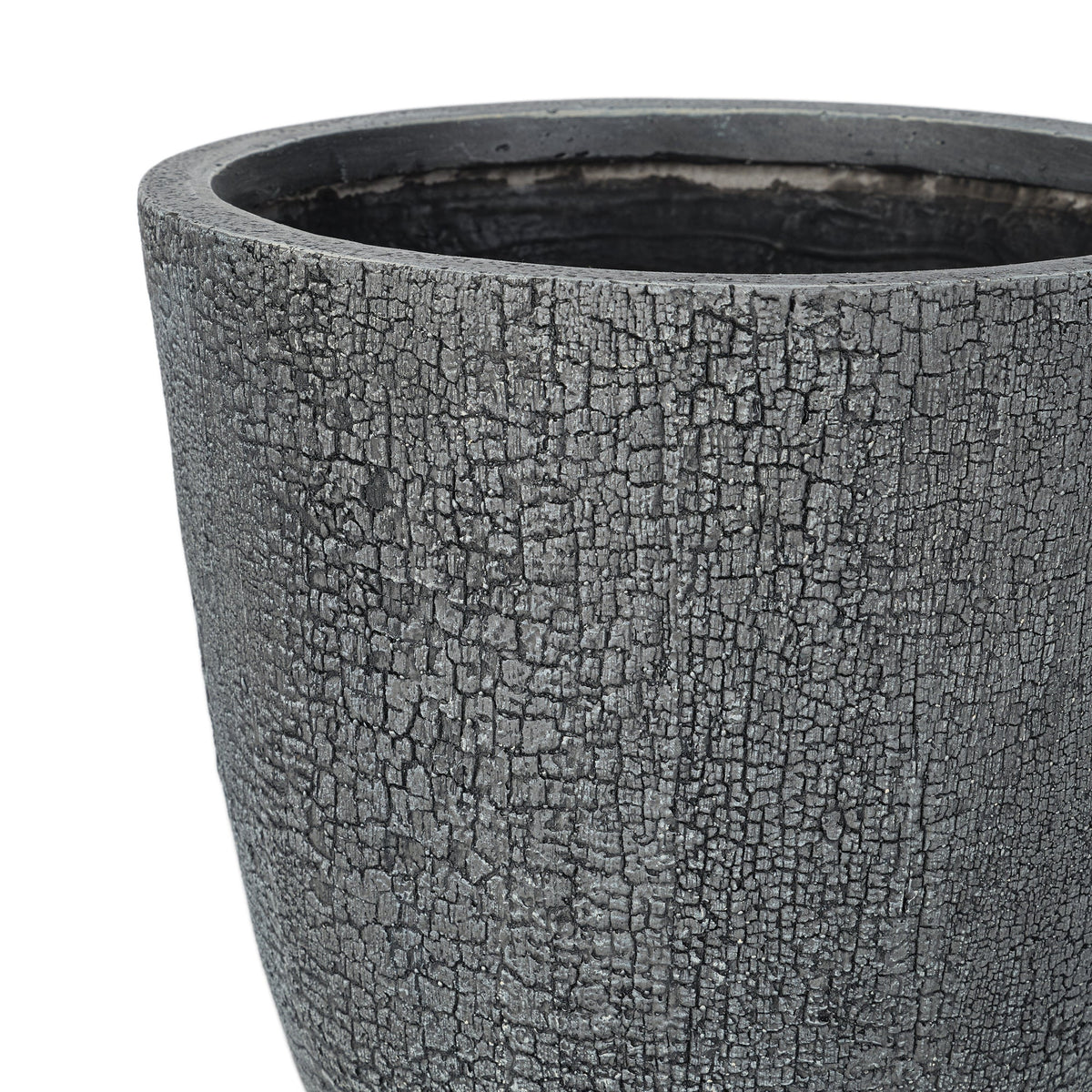U_STYLE lightweight MGO planter set of 3 in charcoal gray with bark-textured surface on Tampa Home & Garden Store