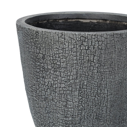 U_STYLE lightweight MGO planter set of 3 in charcoal gray with bark-textured surface on Tampa Home & Garden Store