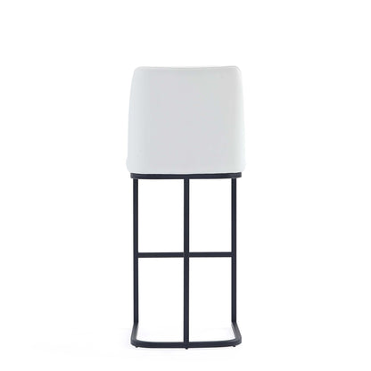 Serena Barstool bar height white seat/back, black metal legs, HouseOfZazla on Tampa Home & Garden Store
