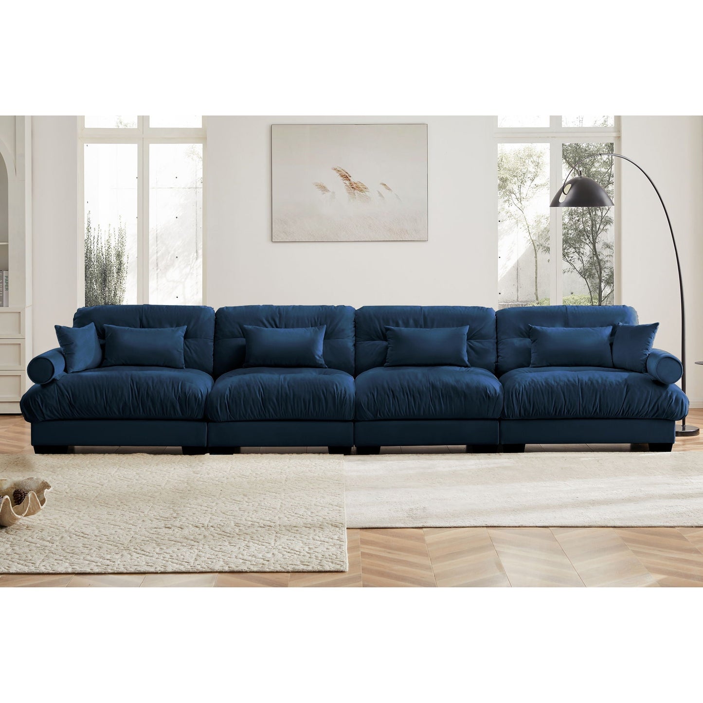 Super Comfort Oversized Modular Sectional Sofa in navy blue upholstery by HouseOfZazla on Tampa Home & Garden Store