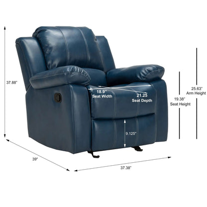 Charlotte glider recliner in blue leather by Unique Piece Furniture on Tampa Home & Garden Store