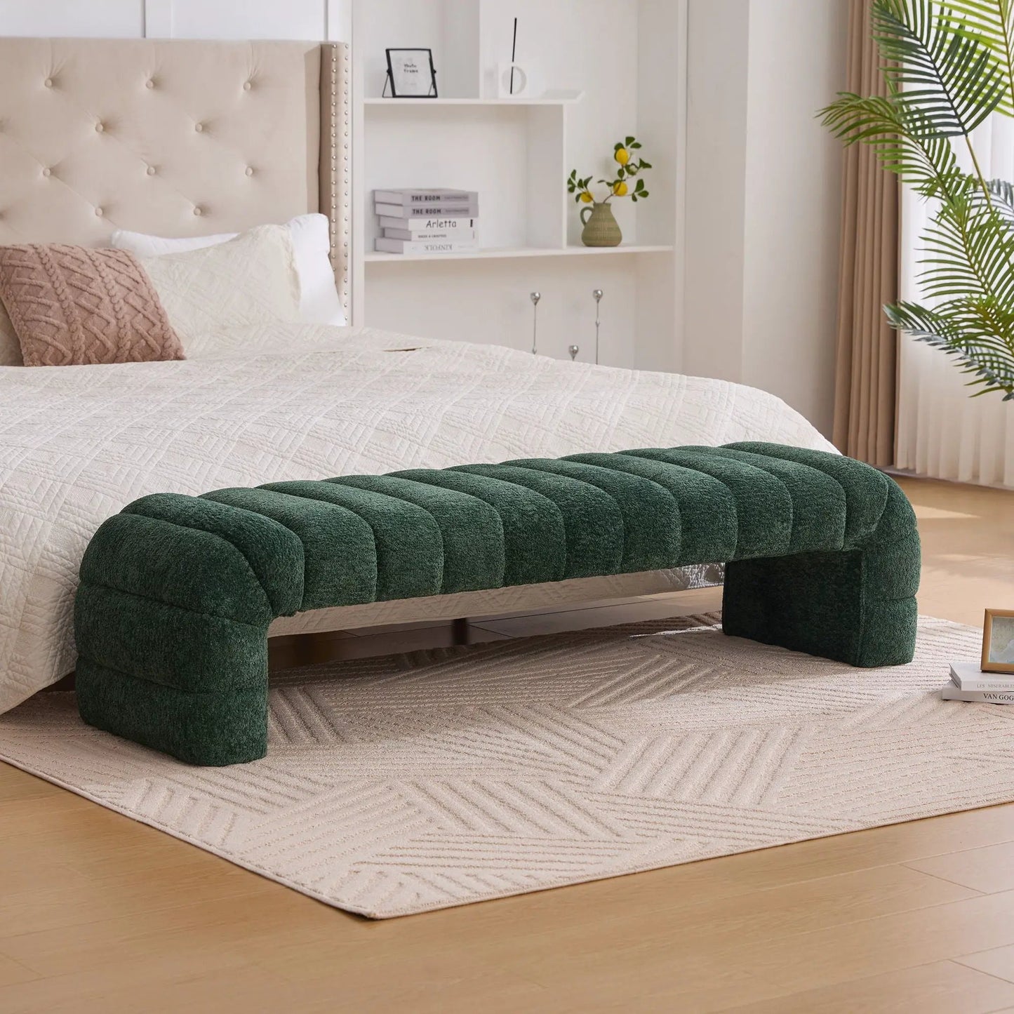 Modern Upholstered Bed Bench with Channel Tufted